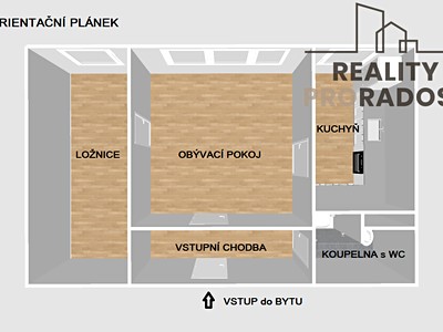 Pronájem bytu 1+kk 45 m²