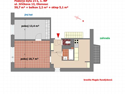 Pronájem bytu 2+1 51 m²